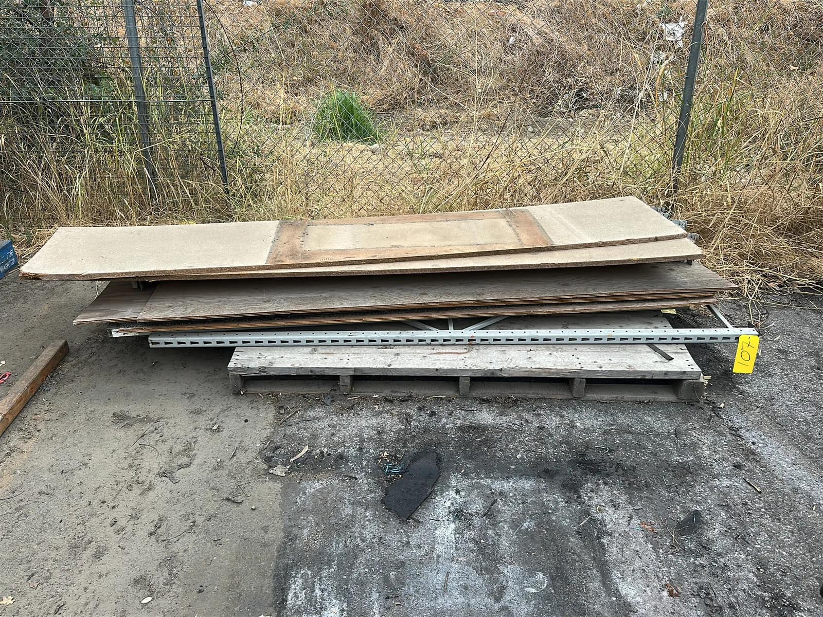 Contents Of Pallet: (2) 8’ Uprights, (5) 20.5”x107.5” Plywood Shelves, And (10) 8’ Crossmembers, photo 2 of 5