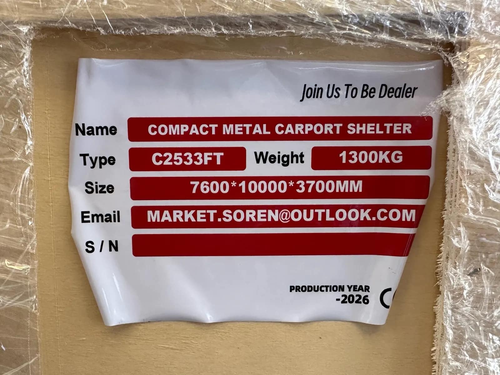 2026 SDLanch C2533FT 25'x33' Double Garage Metal Shed (Unused), photo 11 of 11
