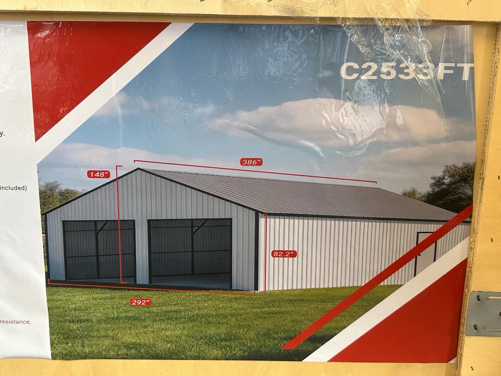 2026 SDLanch C2533FT 25'x33' Double Garage Metal Shed (Unused), photo 9 of 11