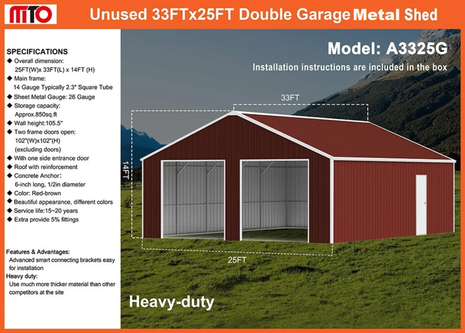 2026-mto-a3325g-33x25-double-garage-metal-barn-shed-unused-mu8ihmmq