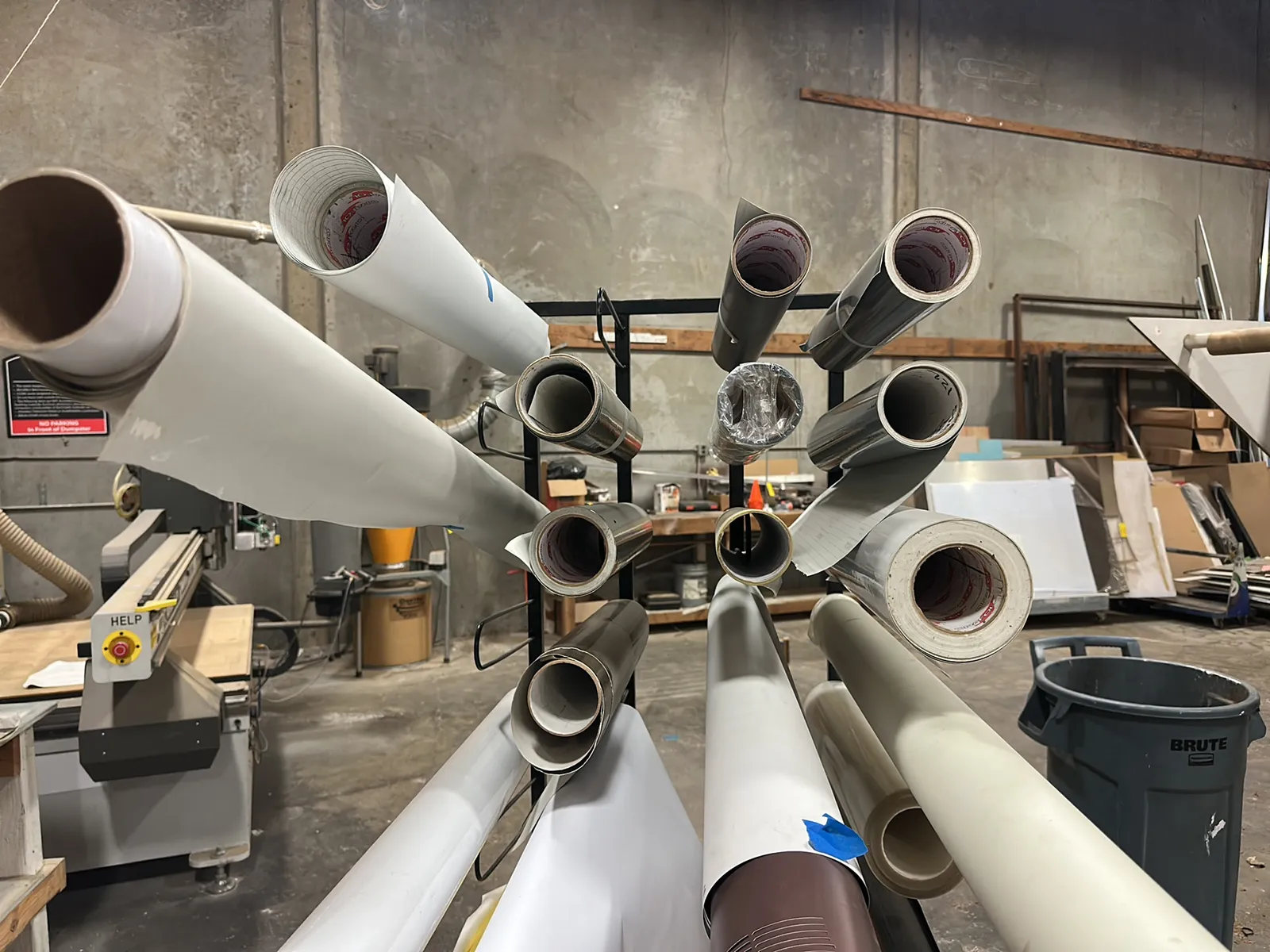 Material Roll Rack With (25) Assorted Vinyl Rolls, photo 2 of 6
