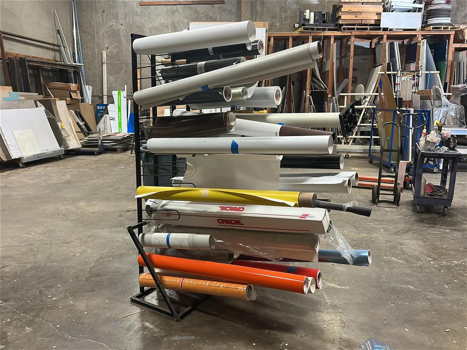 Material Roll Rack With (25) Assorted Vinyl Rolls, photo 5 of 6