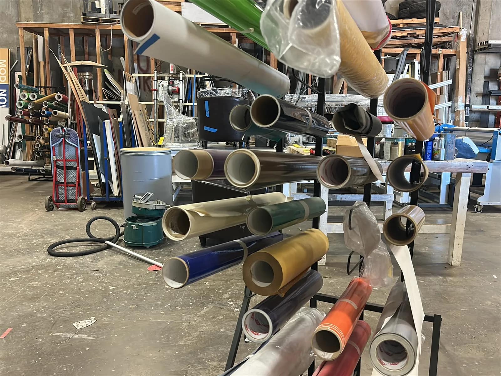 Material Rack With (31) Assorted Vinyl Rolls, photo 3 of 6
