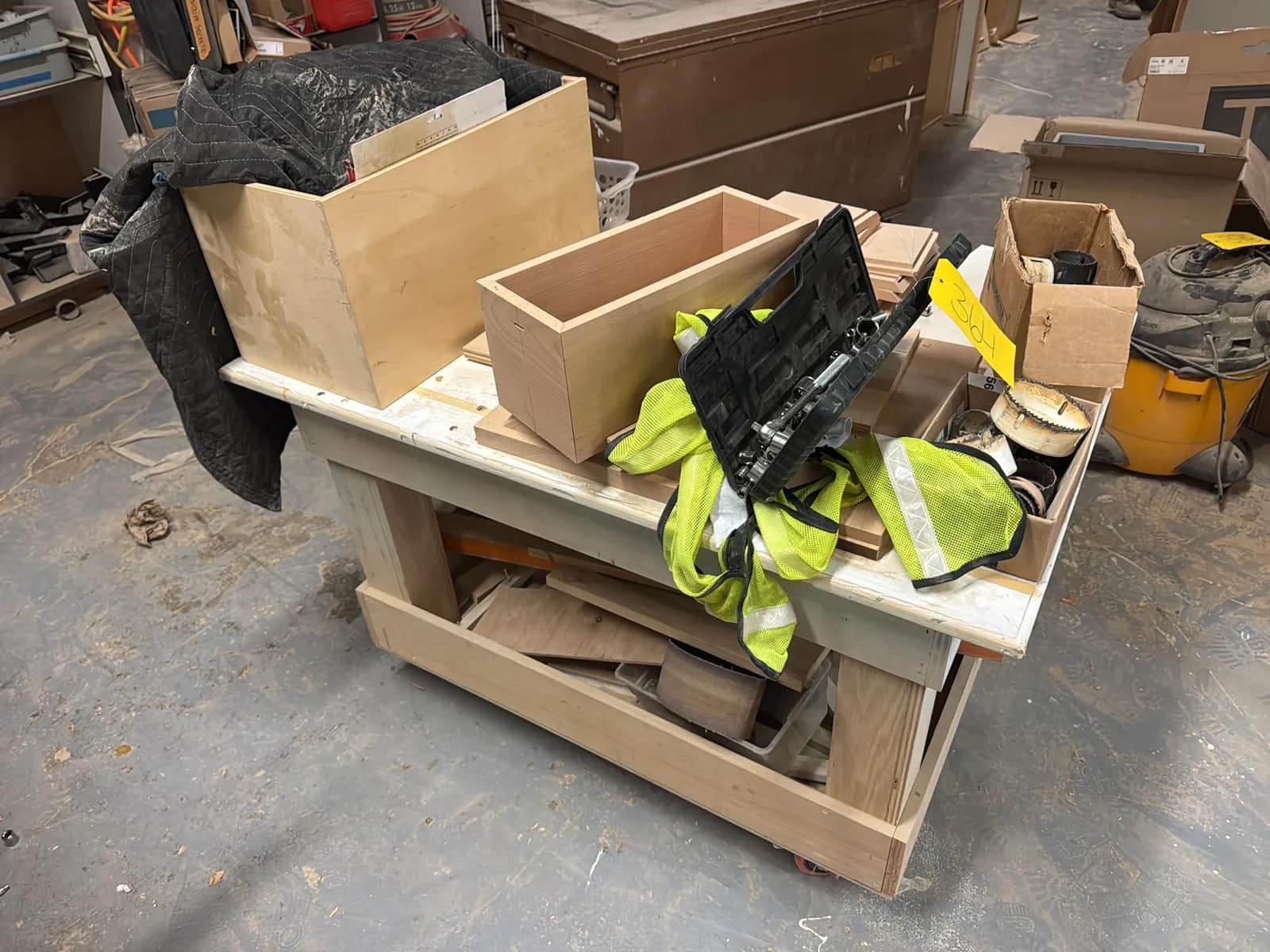 4-custom-wooden-cart-and-contents-hole-hog-blades-ratchet-and-sockets-wood-8459bf
