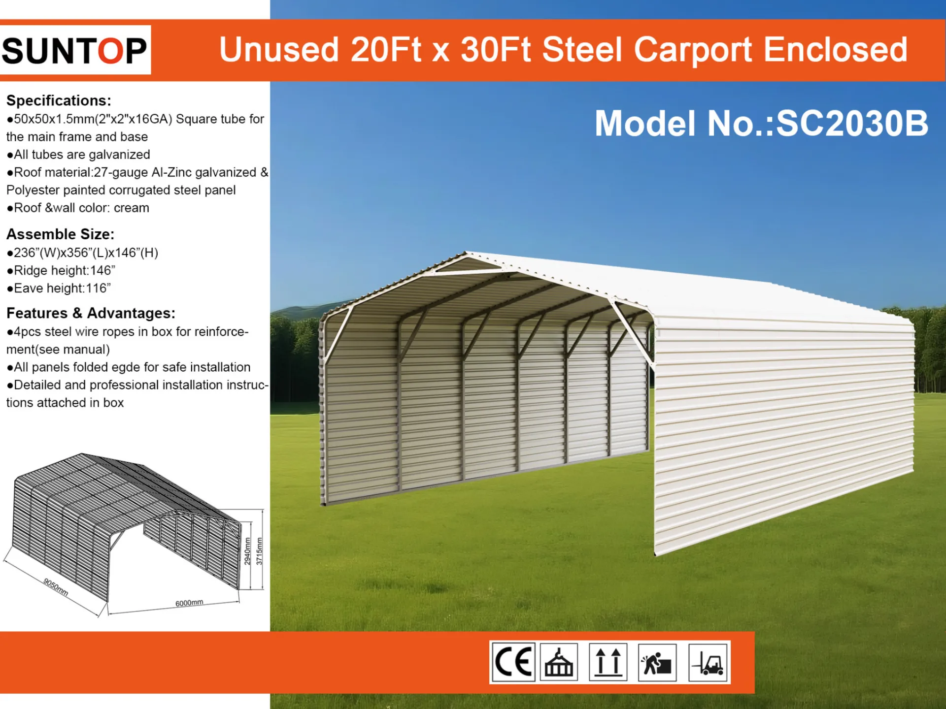 2026-suntop-sc2030b-20x30-steel-enclosed-carport-unused-mu8l66x2