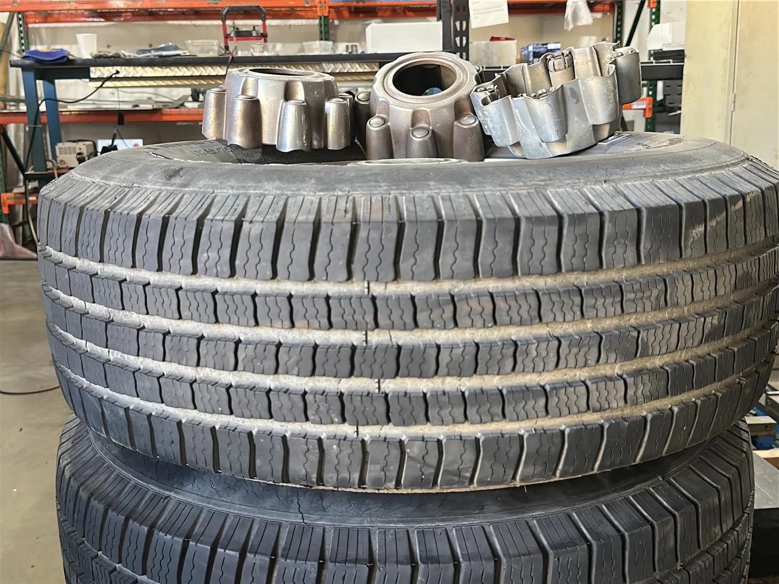 (4) Michelin LT265/75R16 Tires With Ford Hubcaps, photo 2 of 5