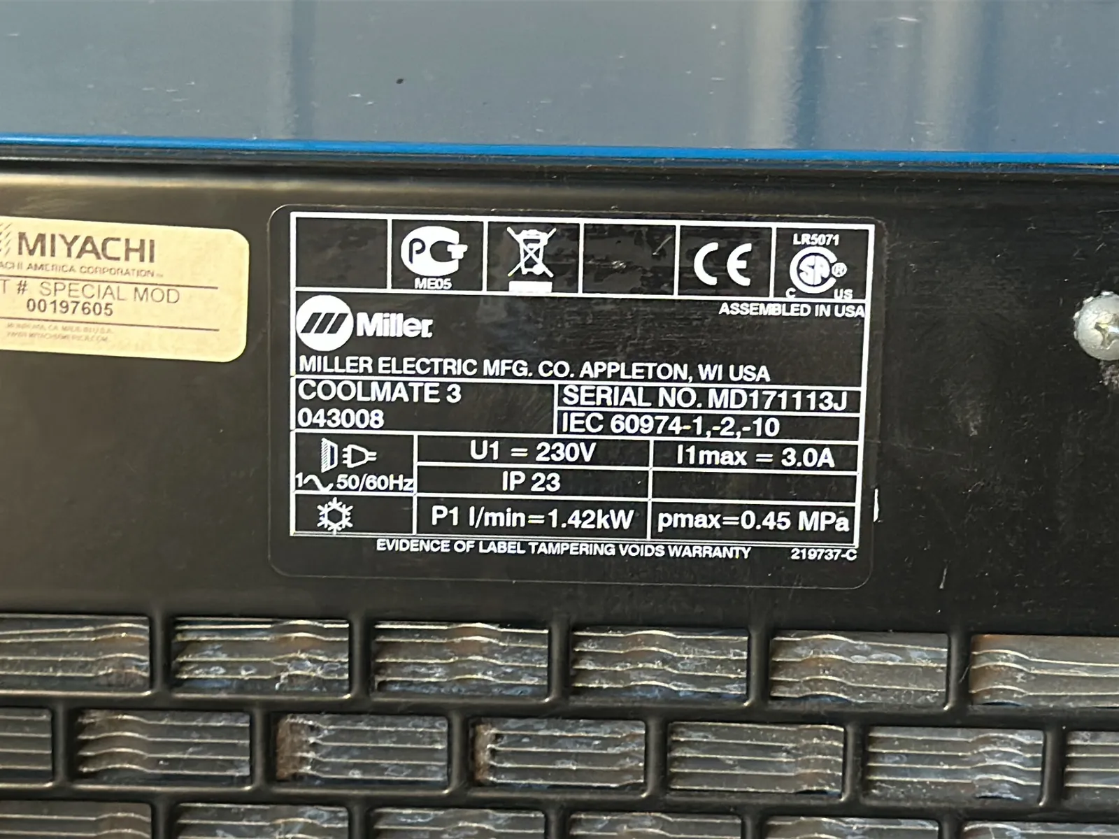 Miller Coolmate 3 Coolant System, photo 5 of 5