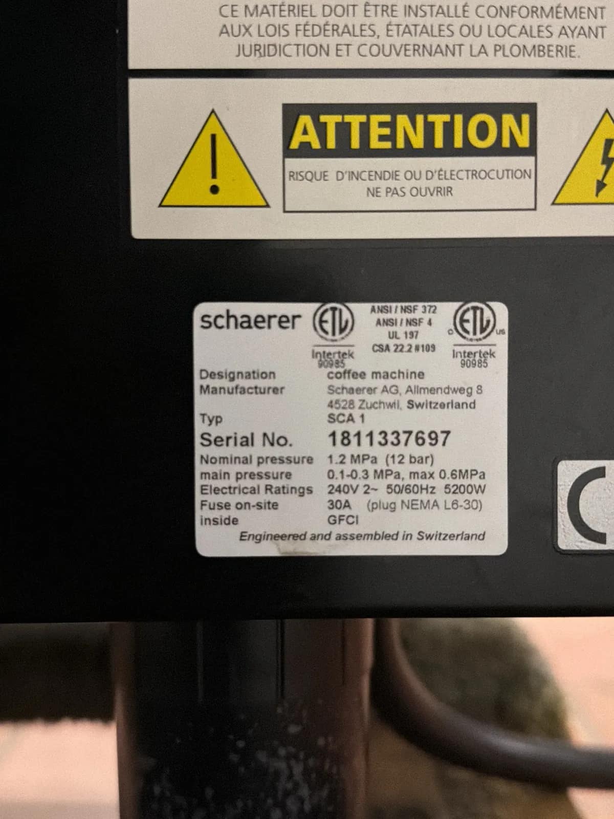Schaerer Coffee Art Plus Type SCA1-Touchscreen Super Automatic Espresso Machine. 220 Volts, photo 5 of 5