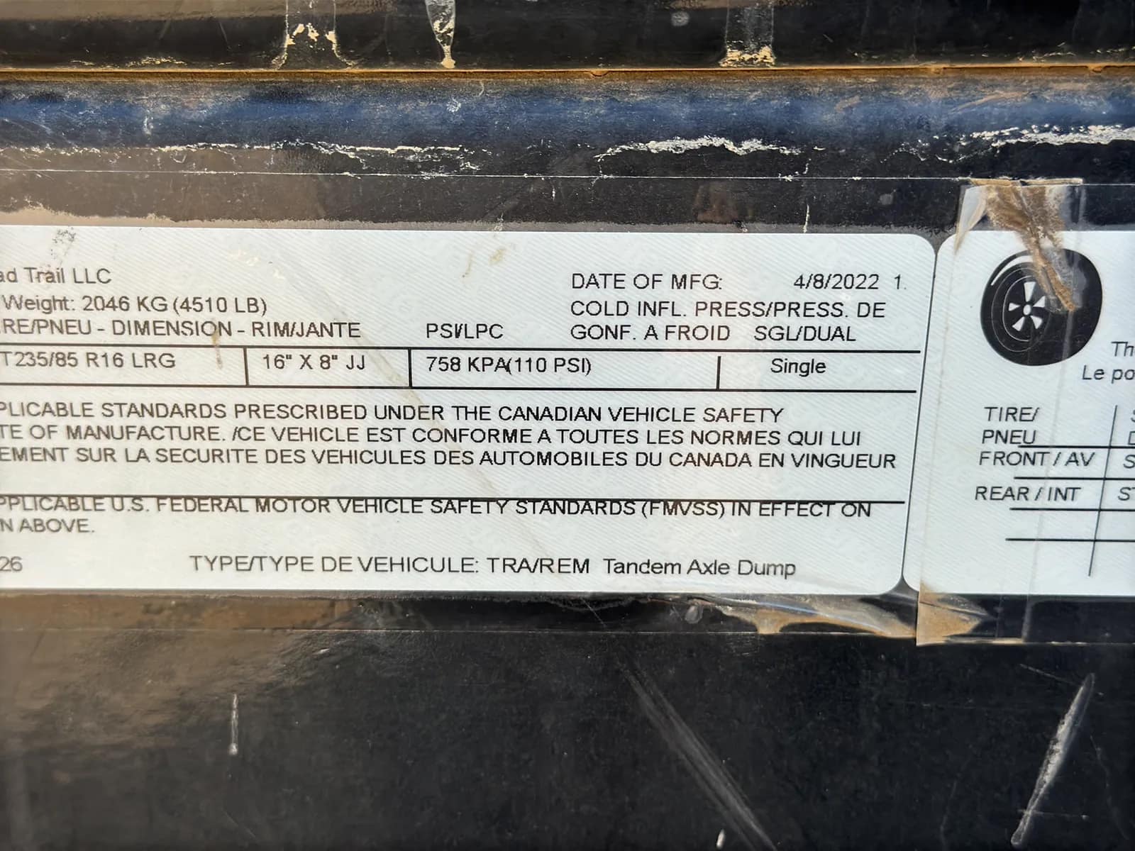 2022 Load Trail 9,990lb Dump Trailer, photo 9 of 28