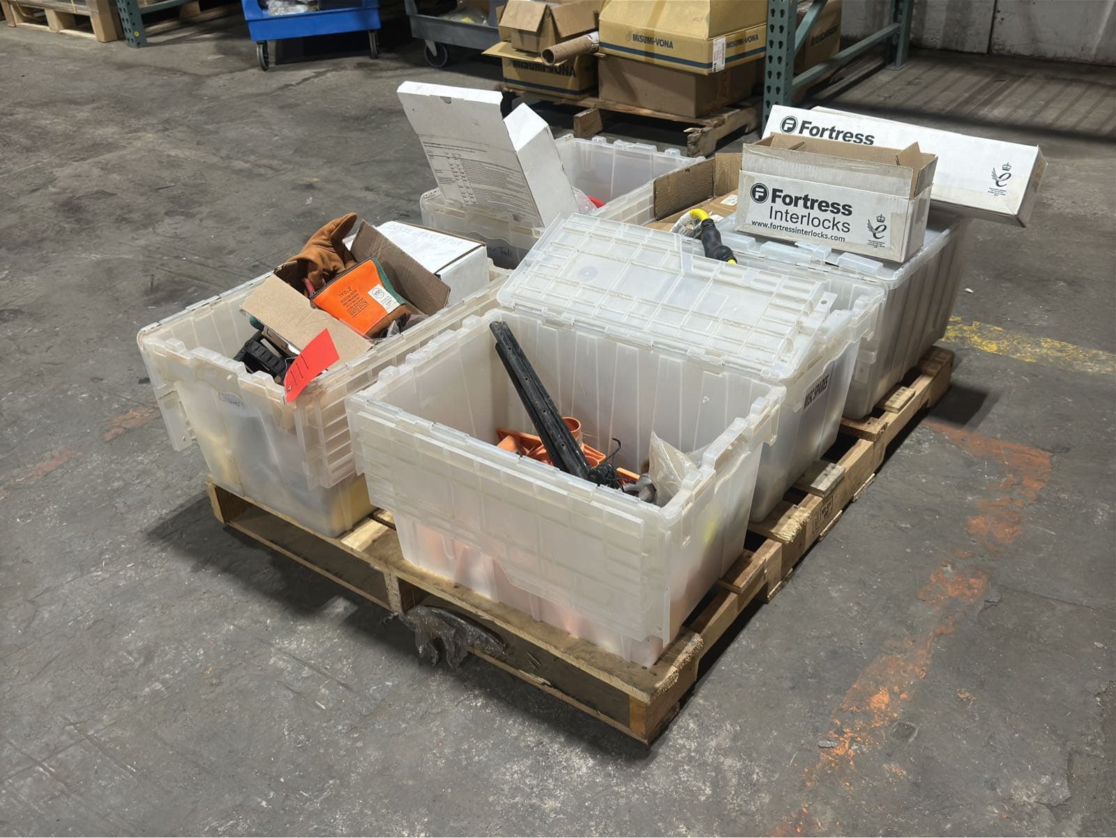 contents-of-pallet-milwuakee-charger-fortress-safety-tgard-control-station-rebar-safety-caps-and-more-a78bfe