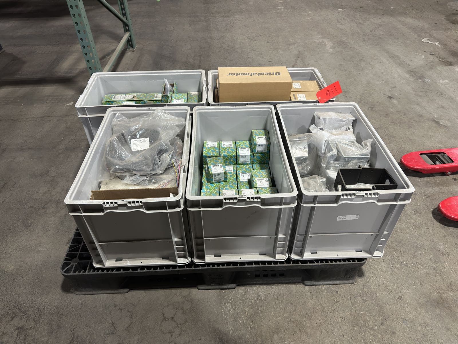 contents-of-pallet-metal-mounting-brackets-phoenix-contact-4-pole-terminal-blockers-mrvtech-control-panel-cables-and-more-bins-not-included-mmtj2vs3