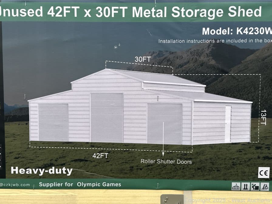 2025-kj-42x30-heavy-duty-metal-storage-shed-model-k4230w-unused-mm2u3eqr