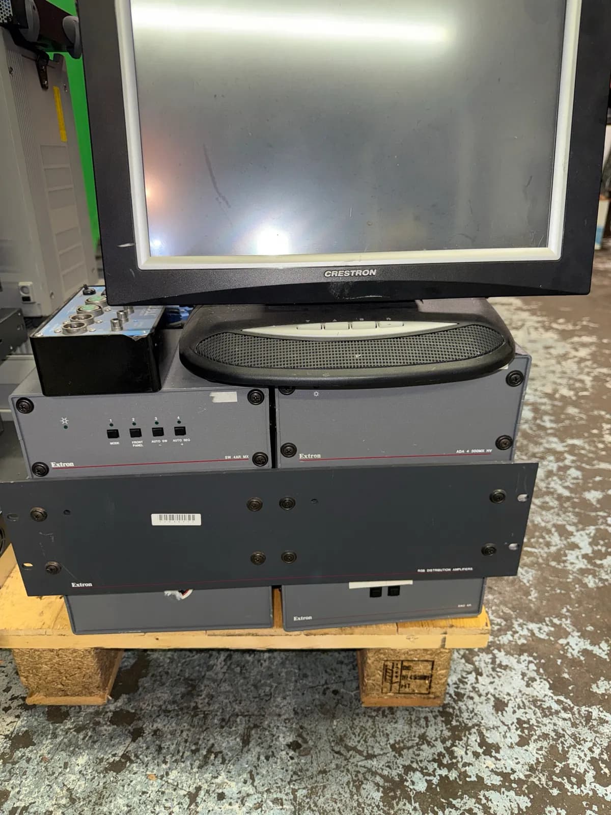 large-lot-of-av-extron-switches-crestron-base-stations-hard-drives-nvision-switches-worldnet-skylink-gentner-avocent-kvm-switches-honeywell-elmo-8mm-proj-mn5592ab