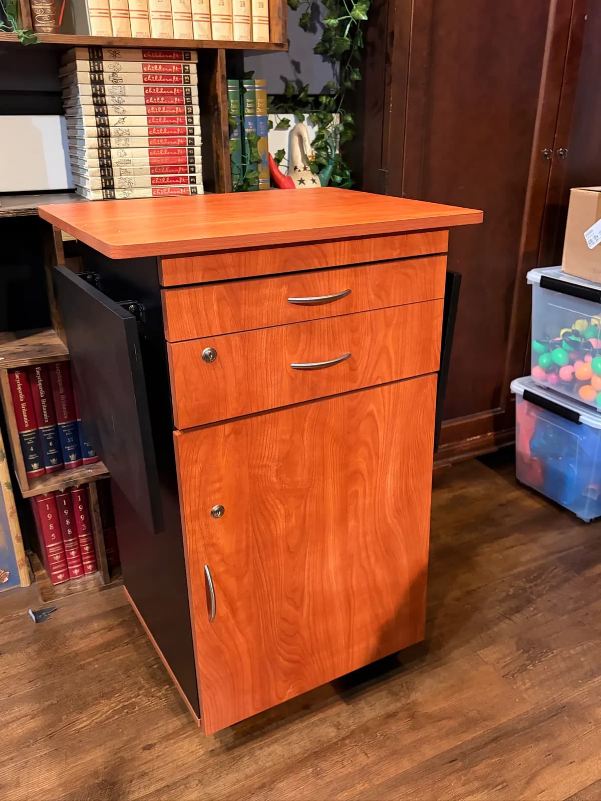 mobile-podium-storage-cabinet-with-drawers-and-shelves-mpktll0w