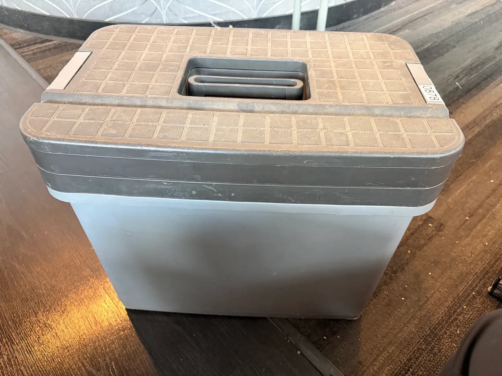 grey-tool-box-with-2-trays-and-large-storage-area-containing-electrical-supplies-03f909