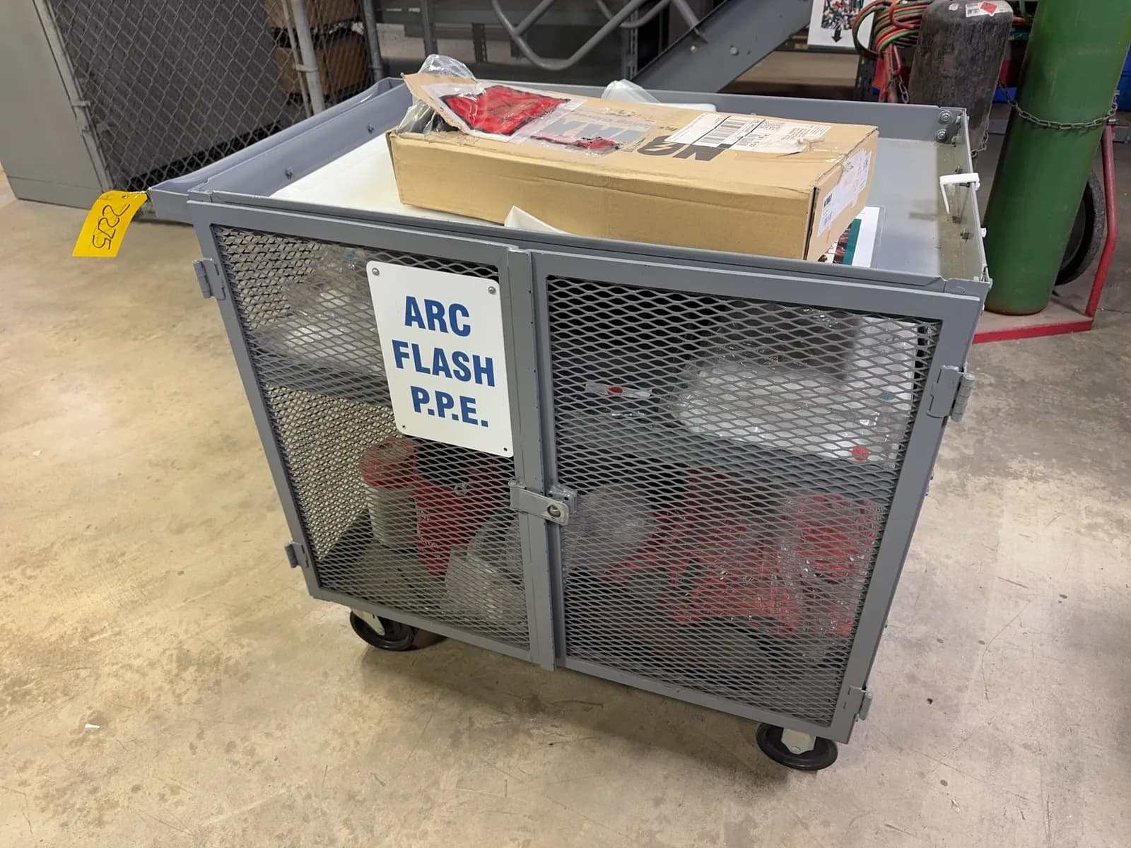rolling-cage-cart-with-arc-flash-ppe-mrcx1z20