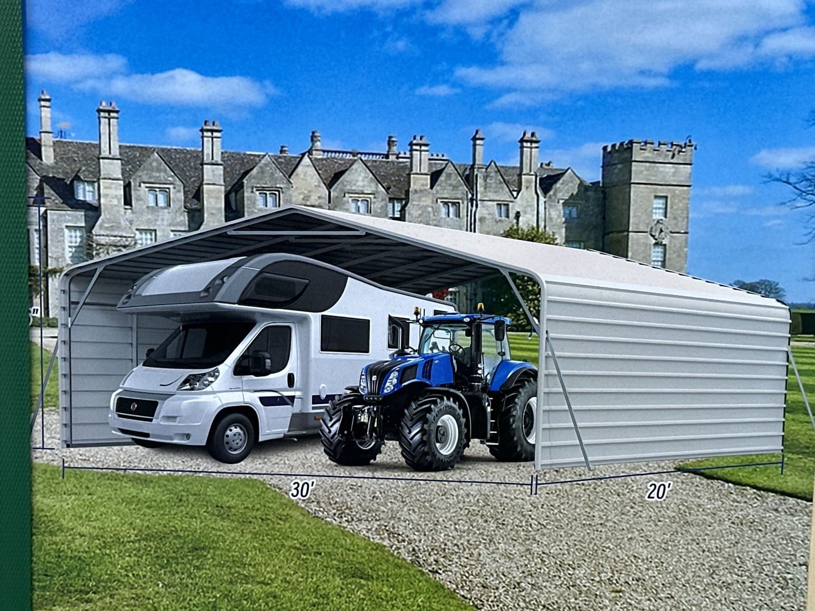 2026-sdlanch-sdlc2030ft-all-steel-carport-with-enclosed-walls-unused-mrpabepf